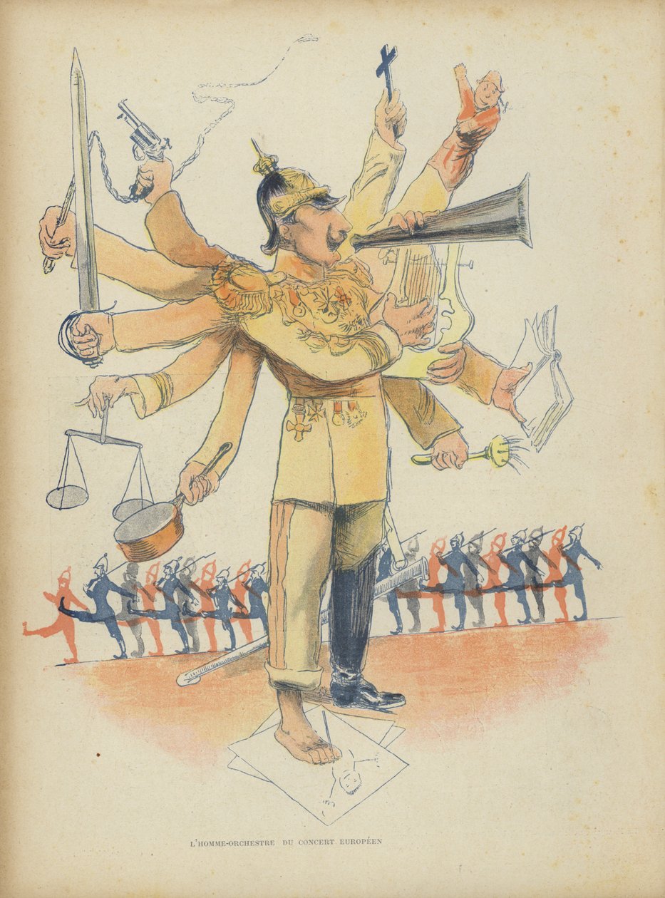 Kaiser Wilhelm II, ilustrace pro Le Rire (barevná litografie) od French School