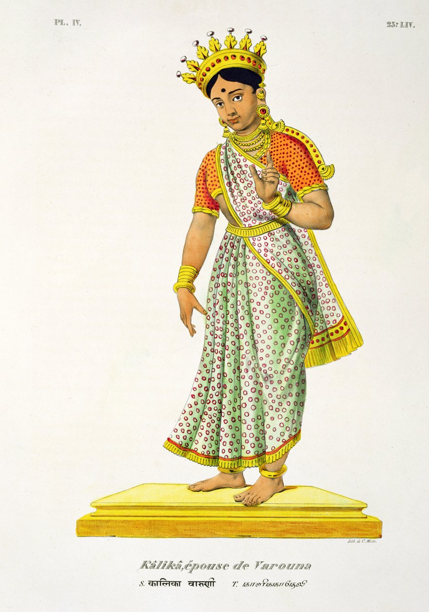 Kalika, manželka Varuny, rytina C. de Motte (1785-1836) od French School