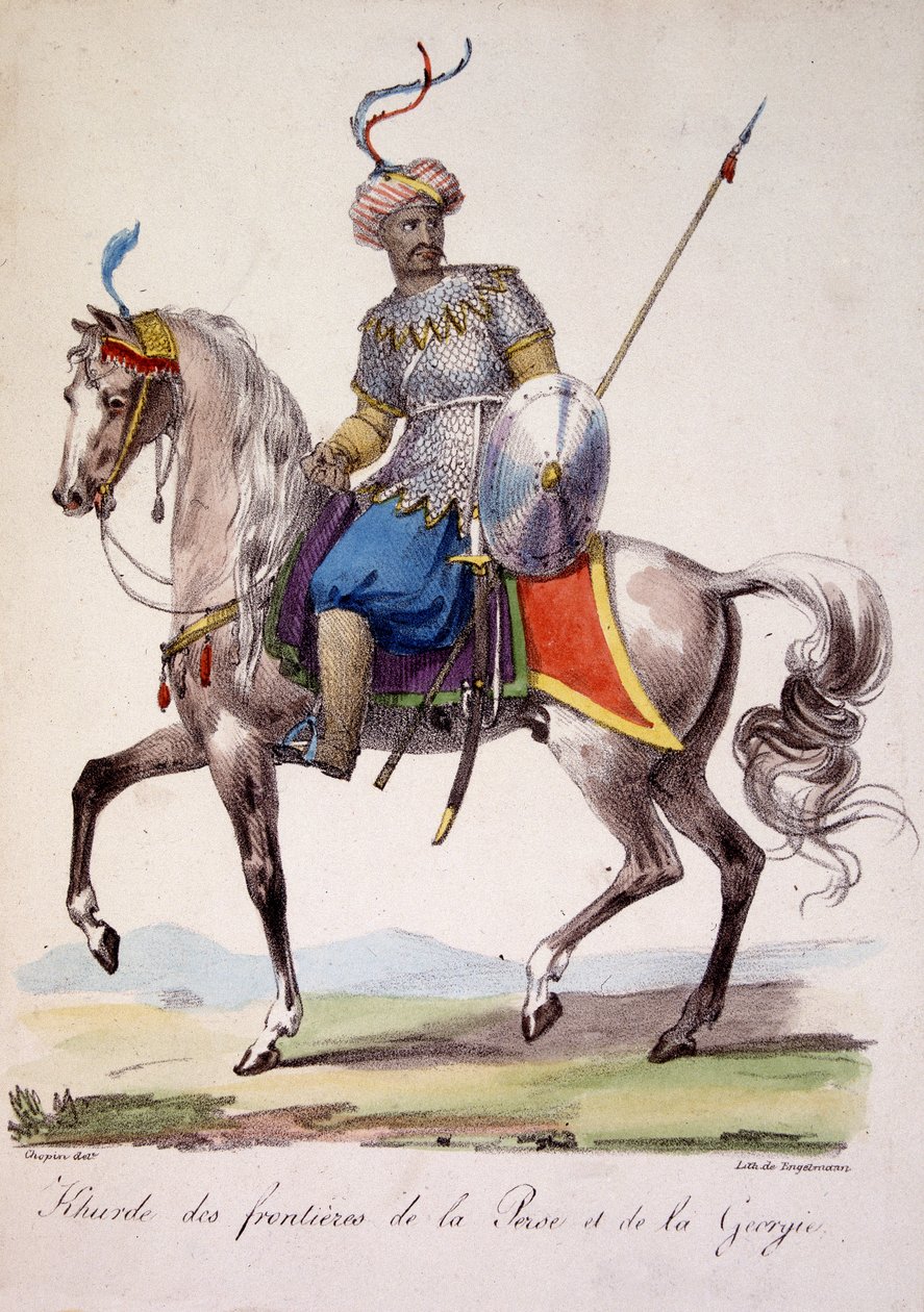 Khurdský válečník na hranicích Persie a Gruzie, deb 19. století od French School