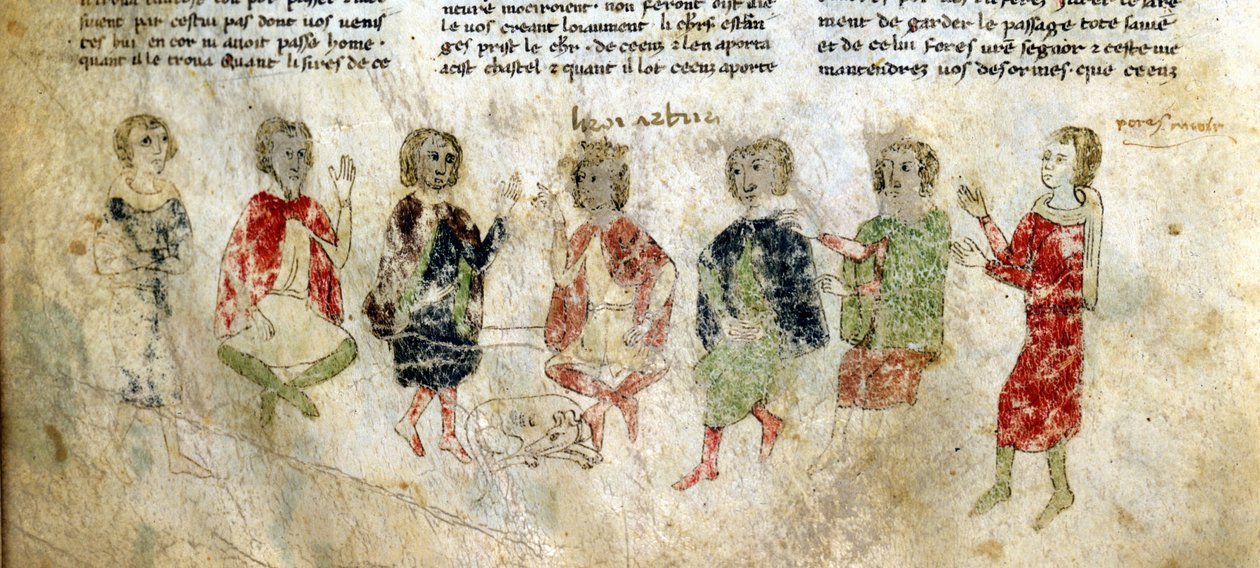 Král Artuš a rytíři. Francouzský rukopis 13. století. Bibl. Marciana, Benátky. od French School