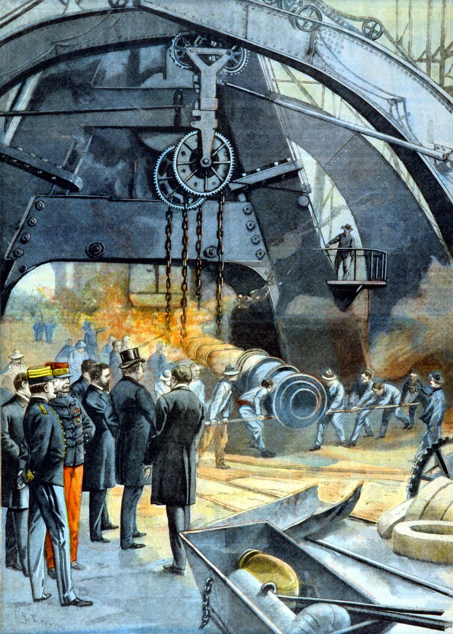 Král Carlos I. (Karel I. Portugalský) v Ateliers du Creusot v “”Le Peute Parisien”” od 26.02.1899 od French School