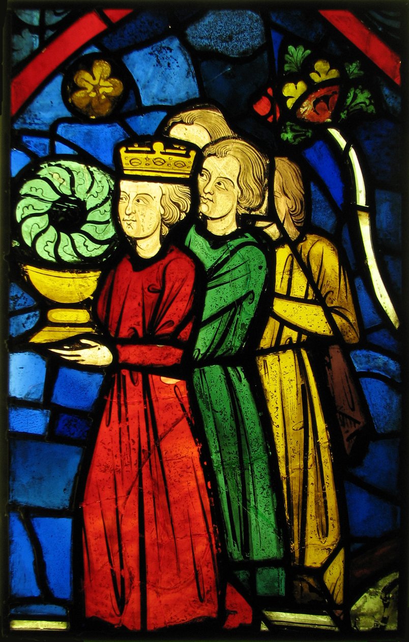 Král Ludvík IX. nesoucí trnovou korunu, kolem 1245-48 (hrncové sklo a sklovité barvy) od French School