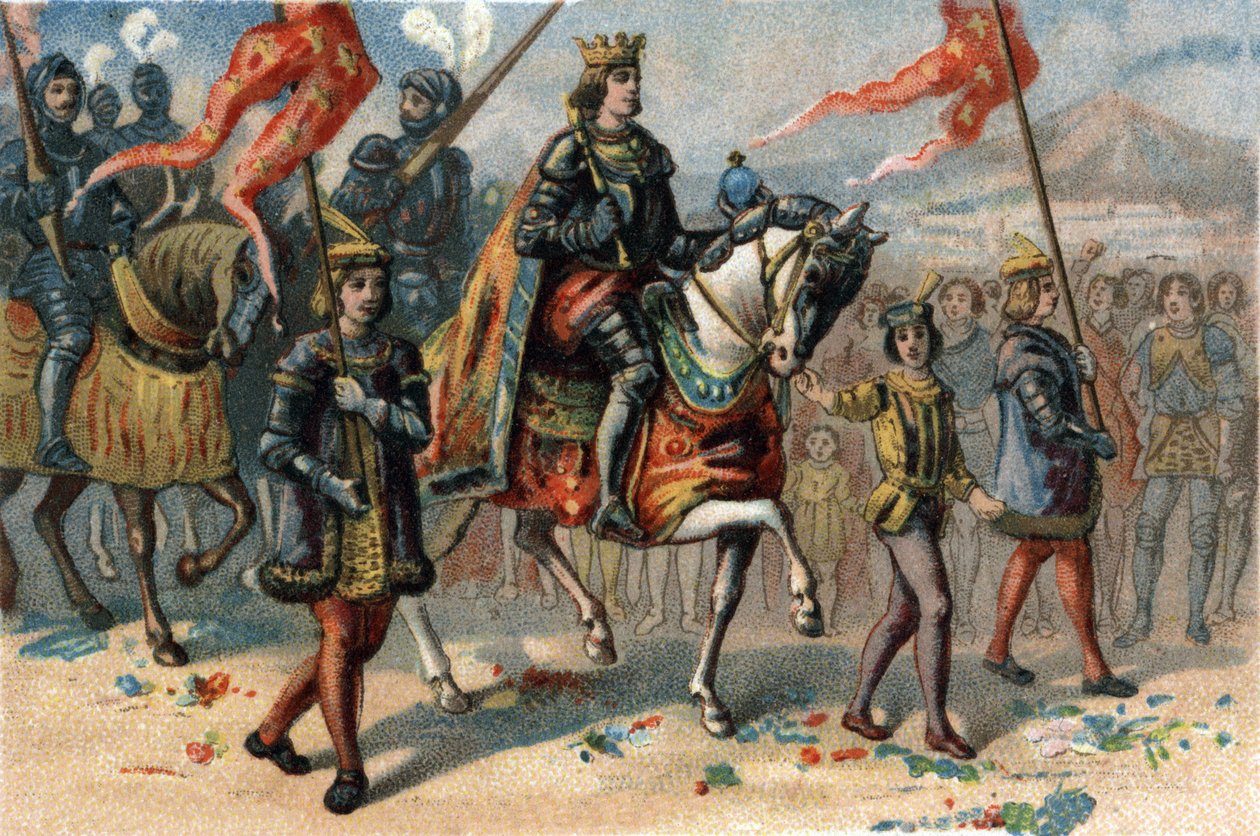 Francouzský král Karel VIII. (1470-1498) vstoupil do Neapole, Itálie, 22. února od French School