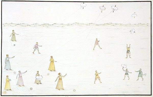 Kite Flying z ‚The Gentil Album‘, vydané v roce 1774 (kvaš na papíře) od French School