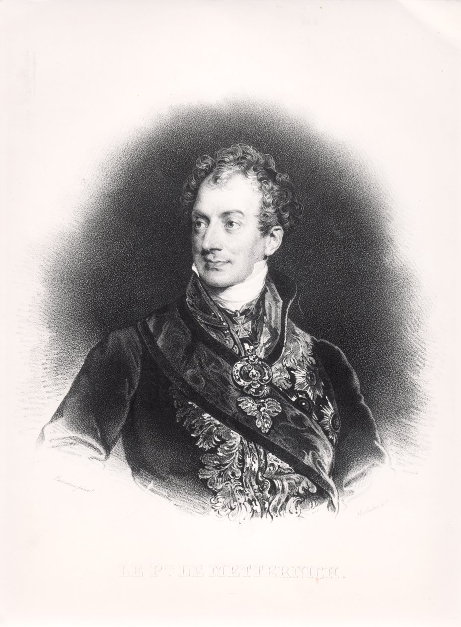 Klemens Wenzel Nepomuk Lothar (1773-1859) kníže z Metternich-Winneburgu, kolem 1815 od French School
