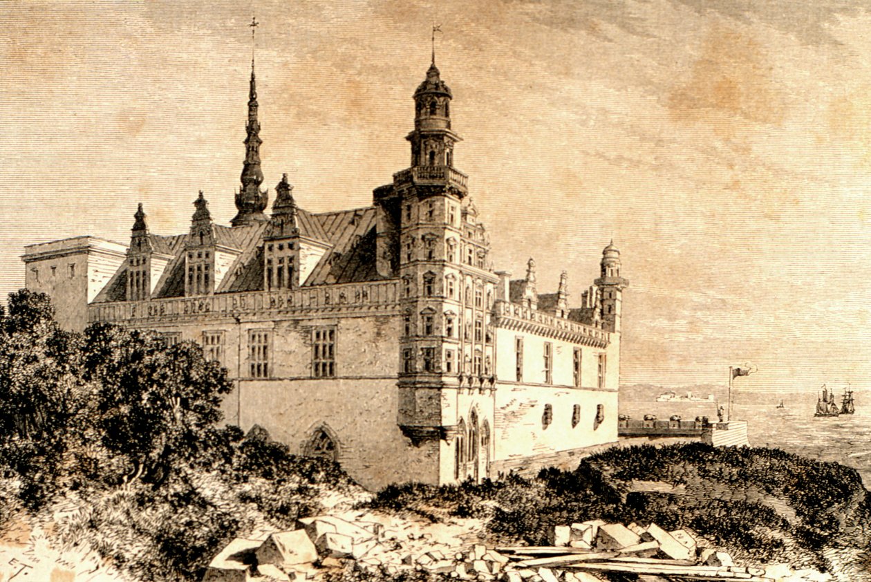 Zámek Kronborg, Hillerod, Dánsko, 50. léta 19. století, z `La Tour du Monde, vydáno Paříž, 60. léta 19. století od French School