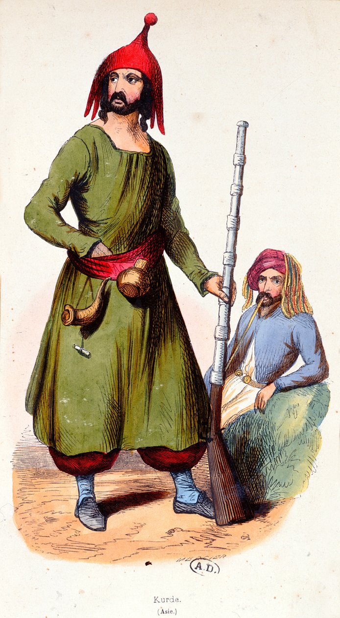 Kurdští válečníci, kolem roku 1840 (barevná rytina) od French School