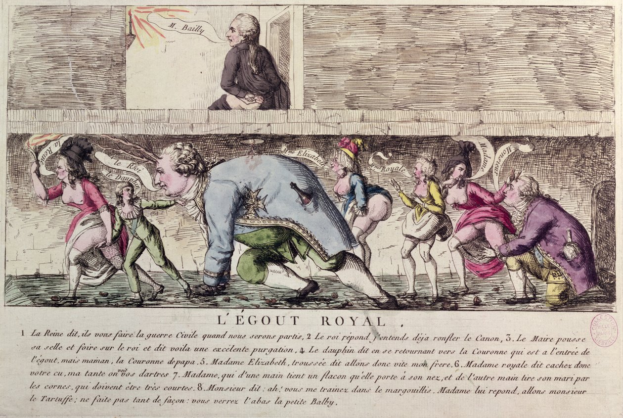 LEgout Královská karikatura letu francouzské královské rodiny do Varennes dne 21. června 1791 od French School
