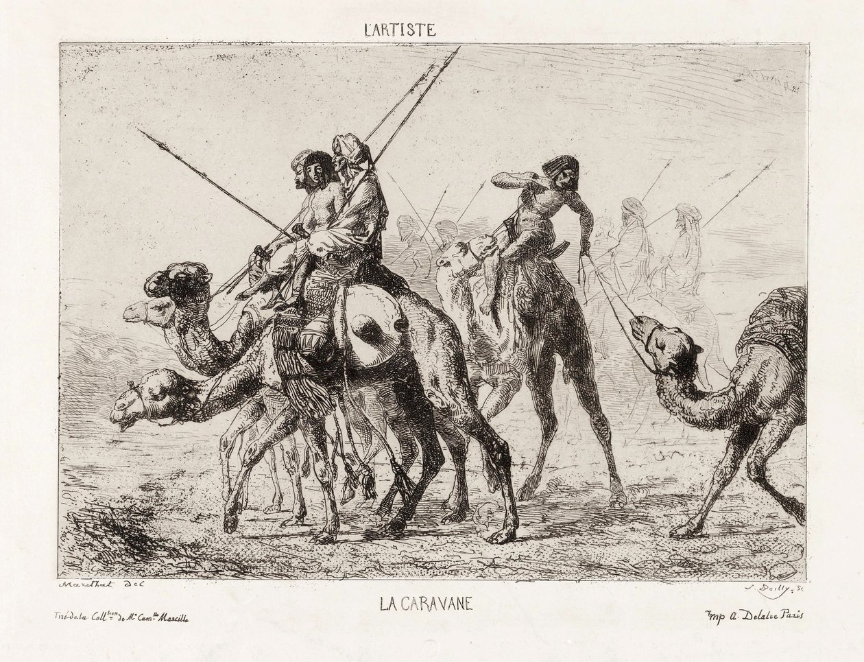 La Caravane, od l"Artiste, hospoda. Konec 19. století (litografie) od French School