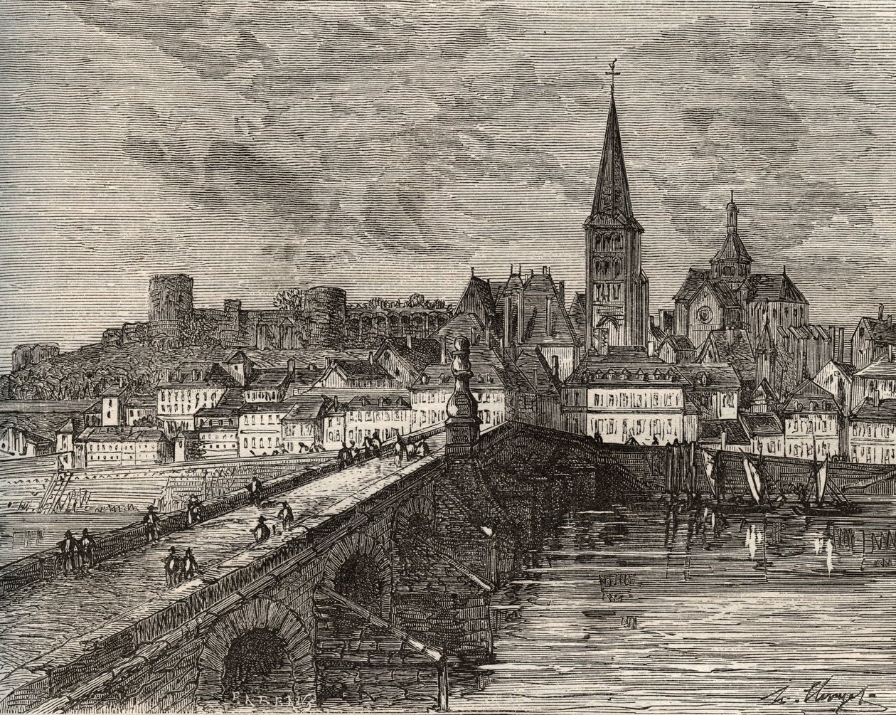 La Charite sur Loire - La Charite-sur-Loire - Nievre, v oblasti Burgundska - rytina v „France illustree: geografie, historie, statistická správa“ od V.-A. Sladově hnědá. 1884 od French School