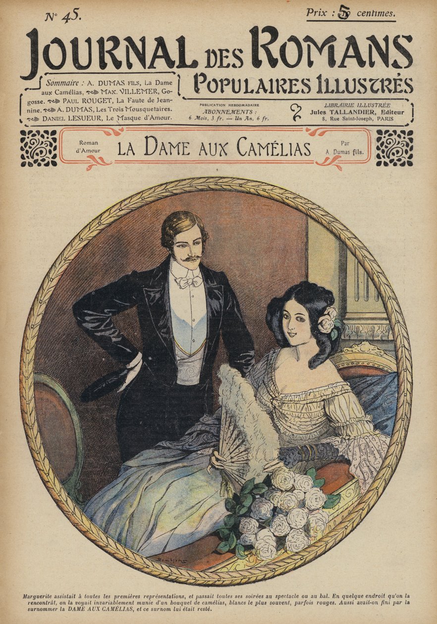 La Dame Aux Camelias, Alexandre Dumas fils (barevná litografie) od French School