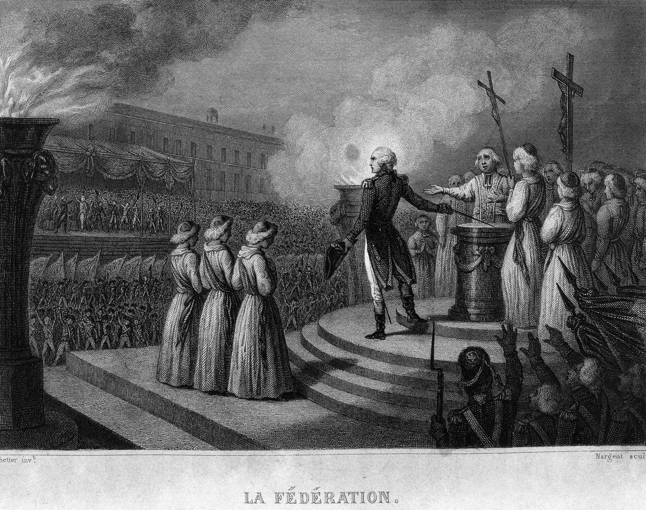 La Fédération (14. července 1790), výročí dobytí Bastily: přísaha ústavě – ve „”Revolution francaise”” od Thierse. 19. století od French School