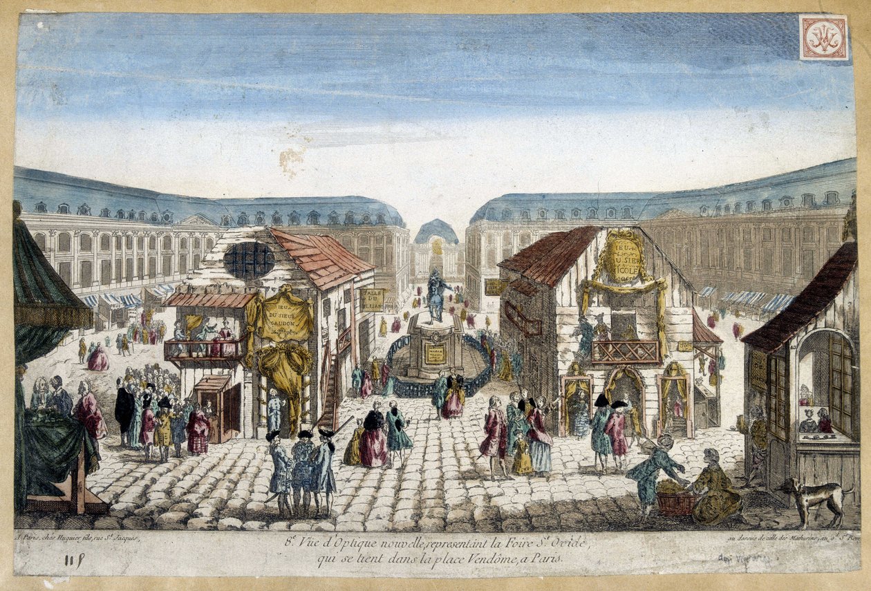 St Ovide Fair, místo Vendome v Paříži - rytina od French School