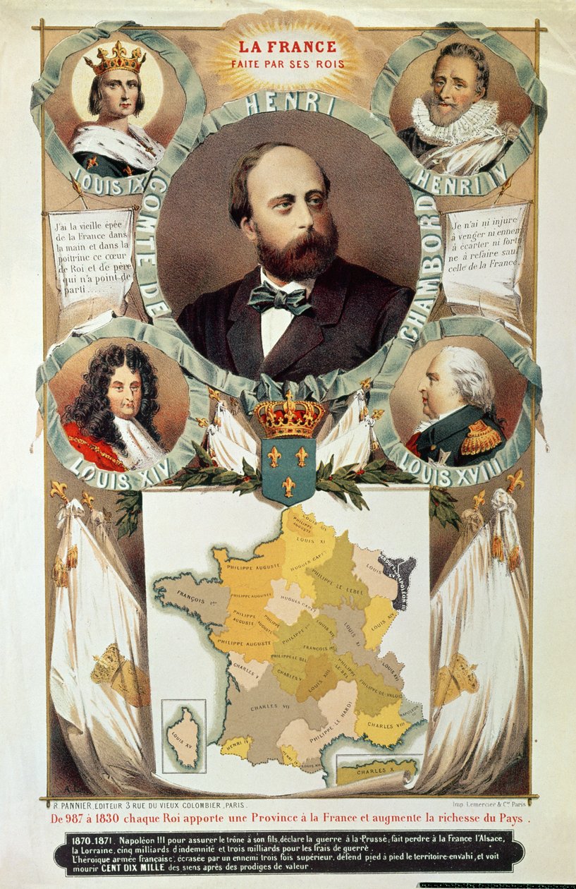 Francii vytvořili její králové, Henri Charles Ferdinand Marie Dieudonne (1820-83) Comte de Chambord, po roce 1870 od French School