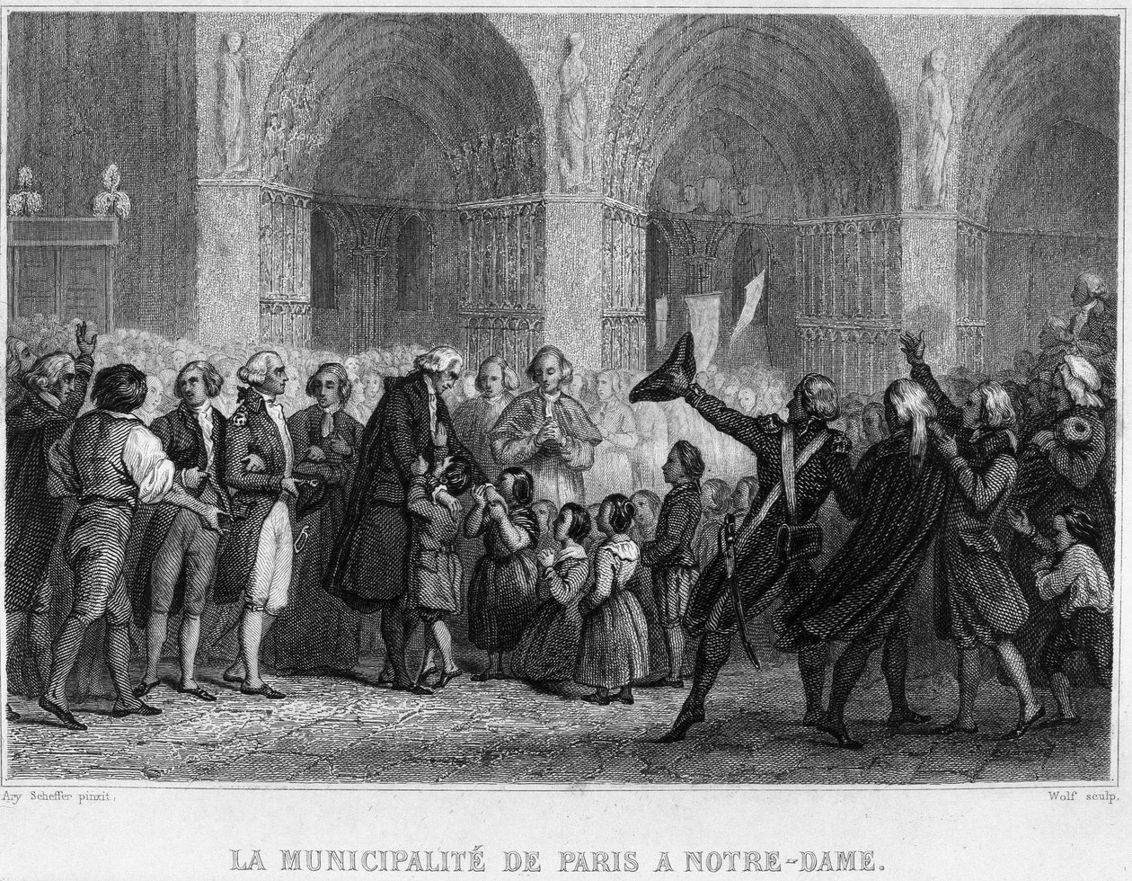 Magistrát Paříže v Notre-Dame – ve „Francouzské revoluci““ od Thierse. 19. století od French School