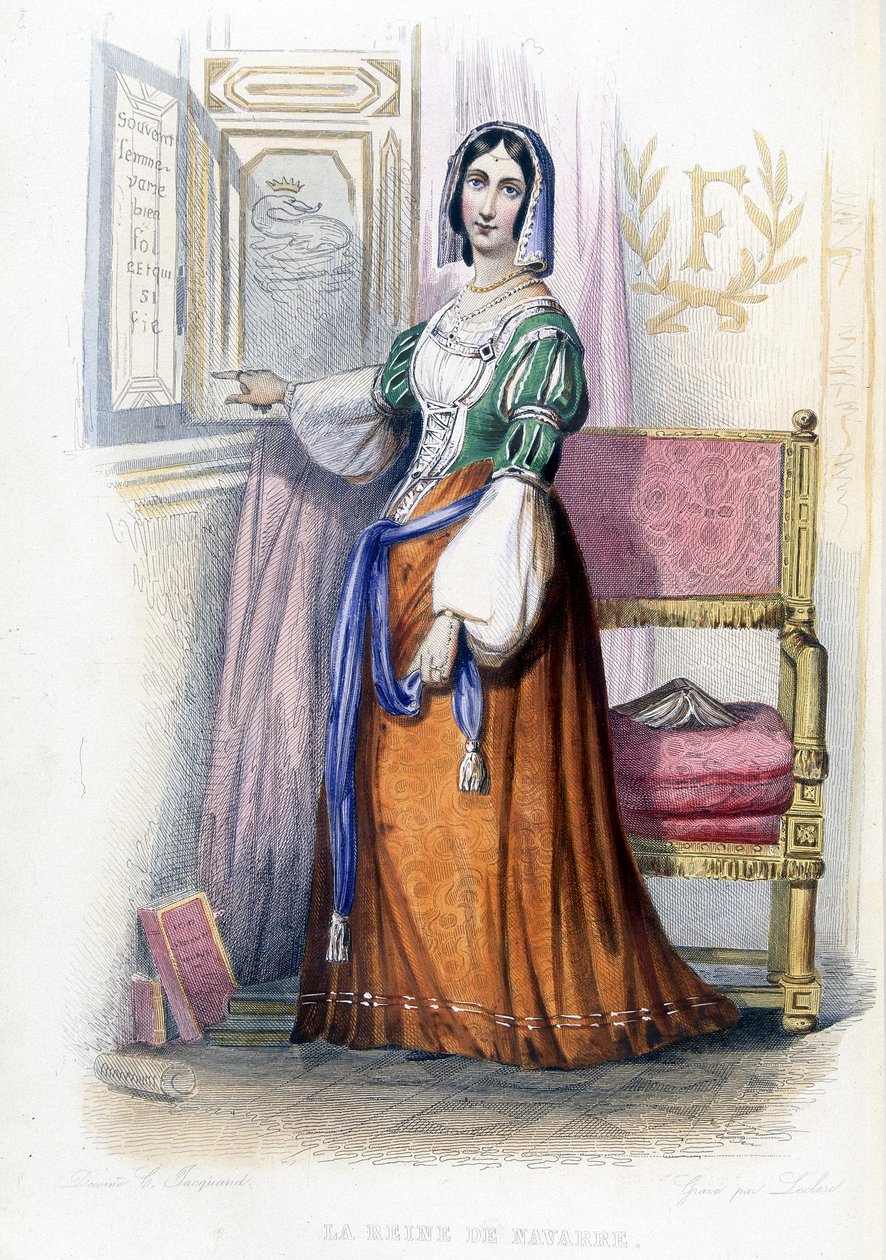 Královna Navarra (Margarita?) - v „“ Le Plutarque francais““, ed. Mennechet od French School