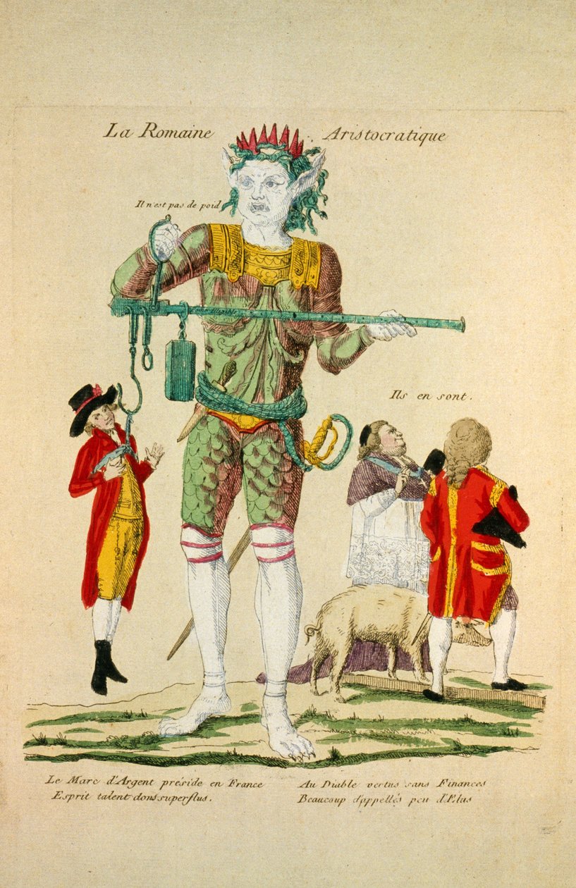Aristokratická římská, hospoda. 1789 (ručně kolorovaná rytina) od French School