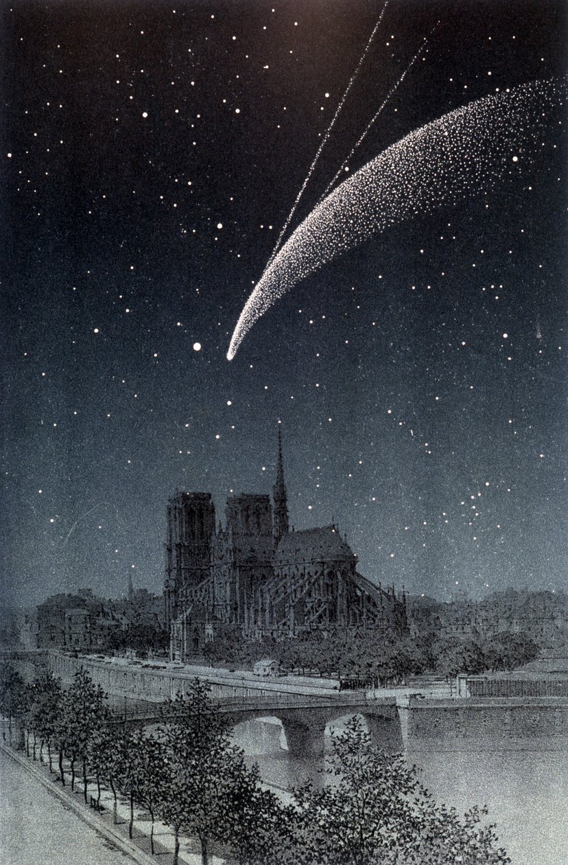La kometa de Donati, viděná v Paříži 4.10.1858 - v „“Le Ciel”” od Amédée Guillemin, Hachette, Paříž od French School