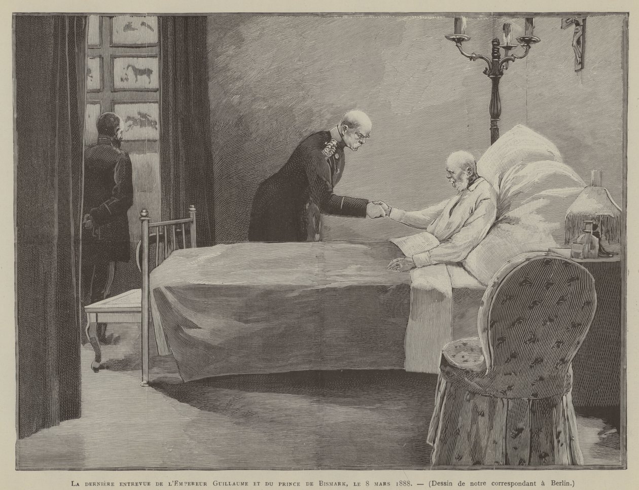 Poslední setkání císaře Viléma s princem Bismarkem, 8. března 1888 (rytina) od French School