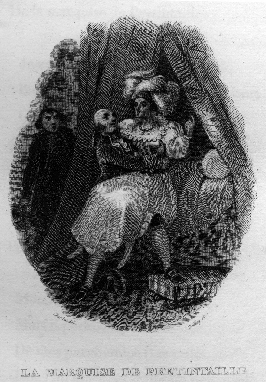 La marquise de pretintaille Chanson de Beranger v „“Oeuvres Completes““ (1834) od Pierra Jeana de Berangera (1780-1857), francouzského básníka a skladatele. od French School