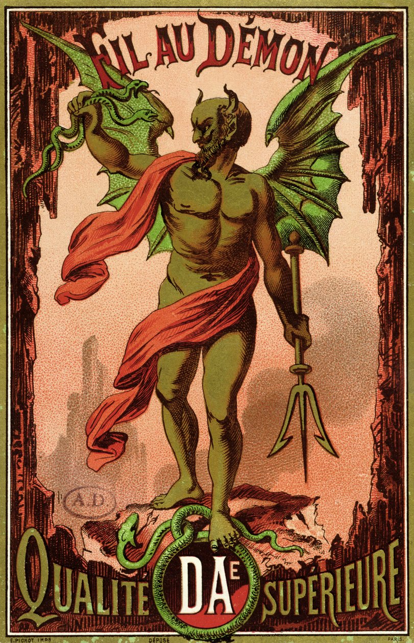 Štítek na šicí nit značky Fil au Demon, cca 1880-90 od French School
