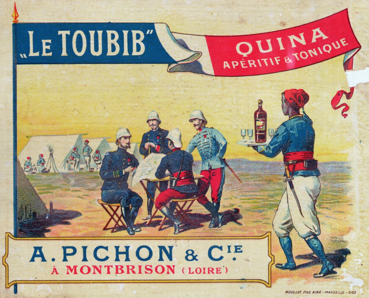 Štítek pro le Toubib aperitiv a tonické víno, konec 19. století od French School