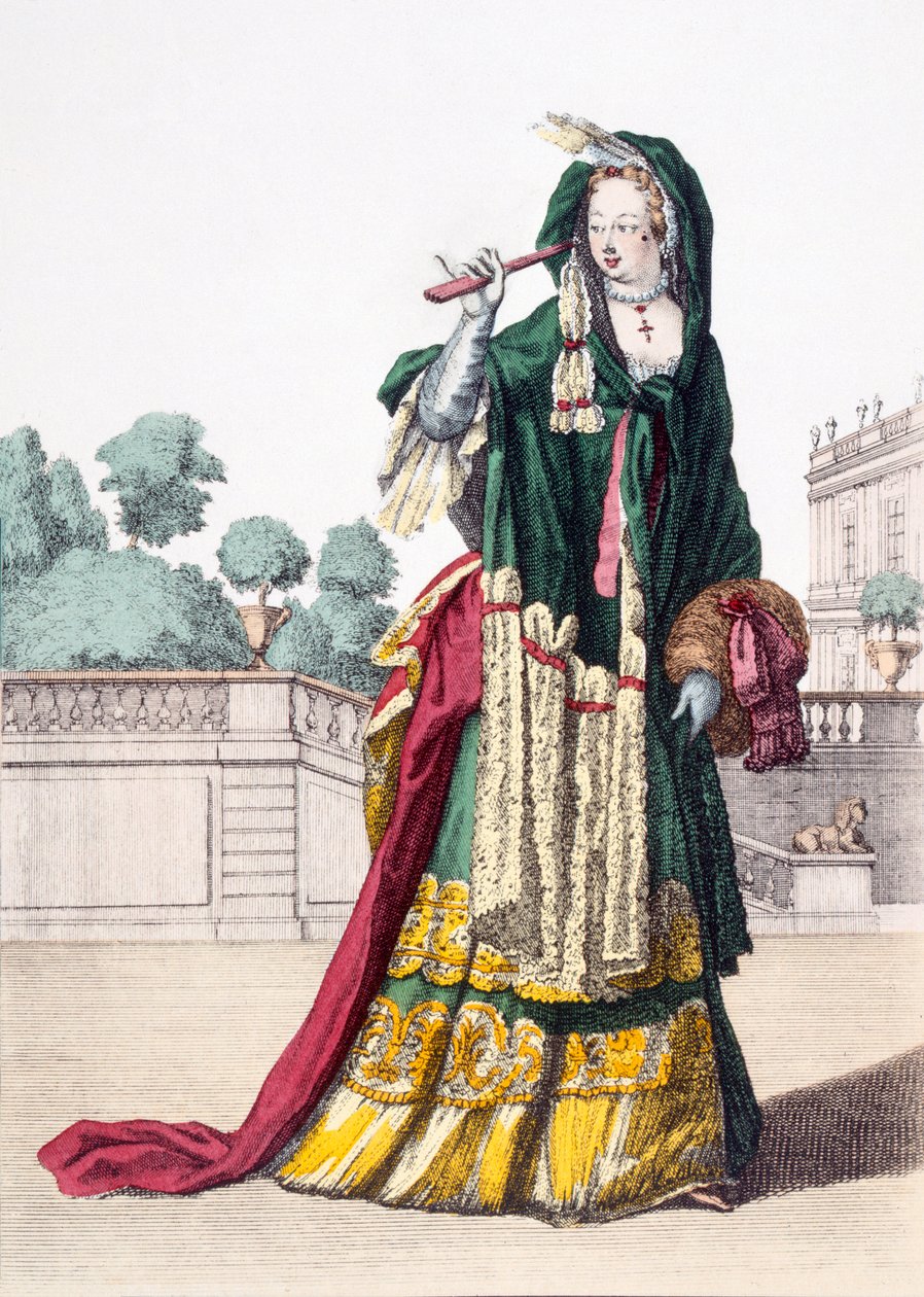Zelený hedvábný šál Ladys, 1650 od French School