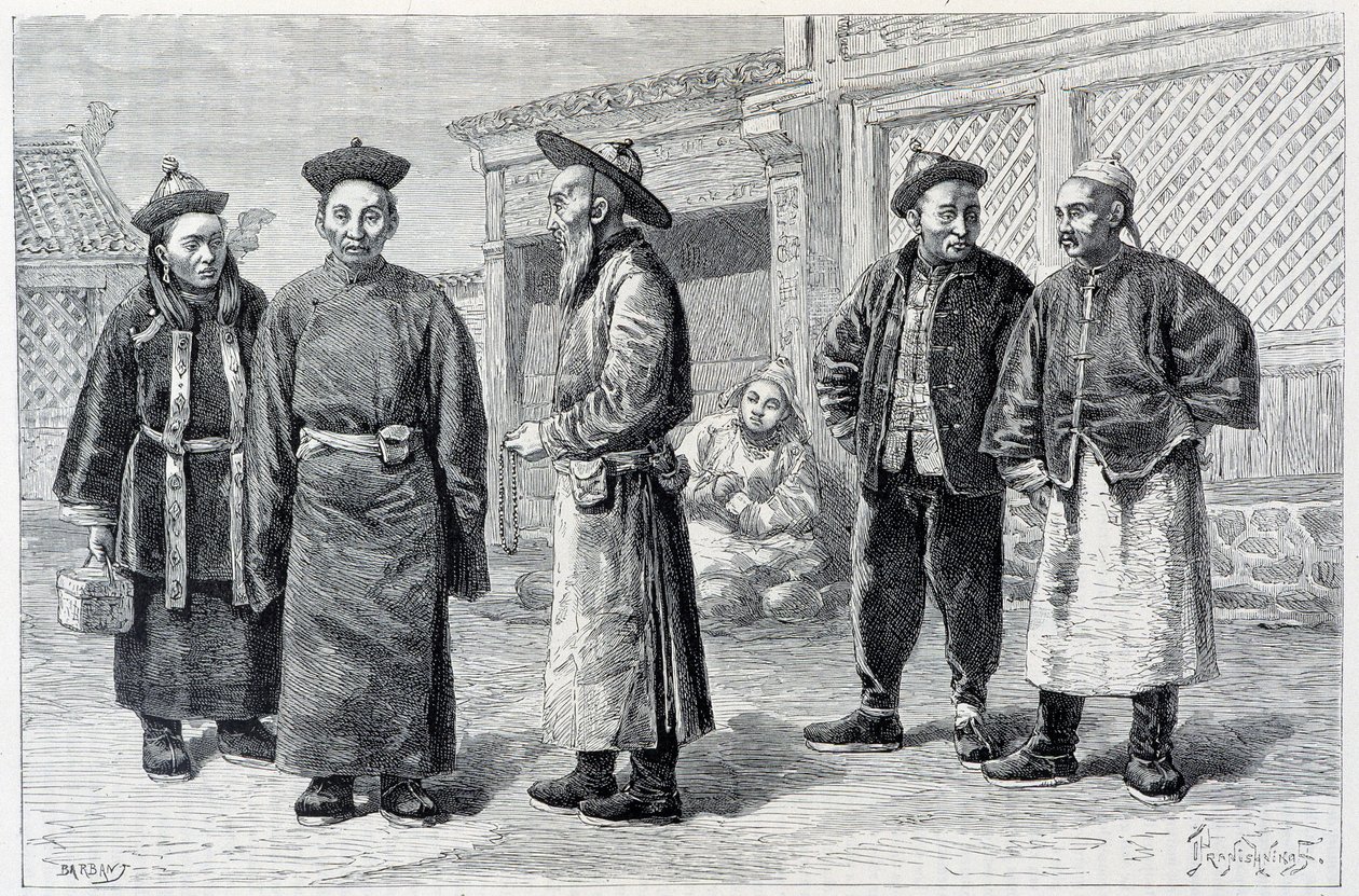 Lamové a Mongolové z Ala-Chanu - v „“Le Tour du Monde“, 2. sem. 1887 od French School