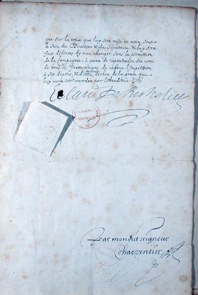Poslední strana stanov Francouzské akademie od French School