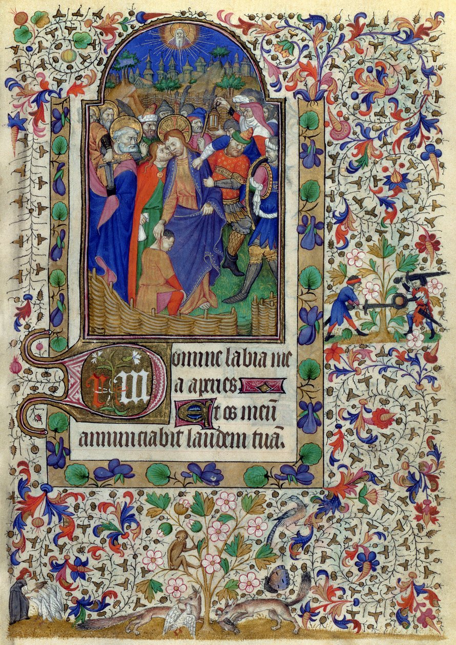 Lat 1156 f.133 Jidášův polibek, z Hodin Markéty Orleánské, 1426-38 od French School