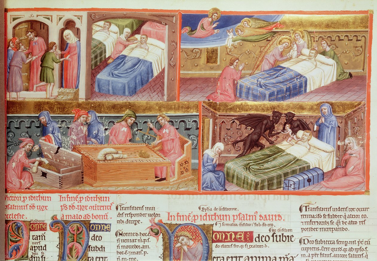 Lat 8846 f.106 Dobrý muž je vzat do nebe a lakomec do pekla, z Hebraiky Romana Gallica od French School