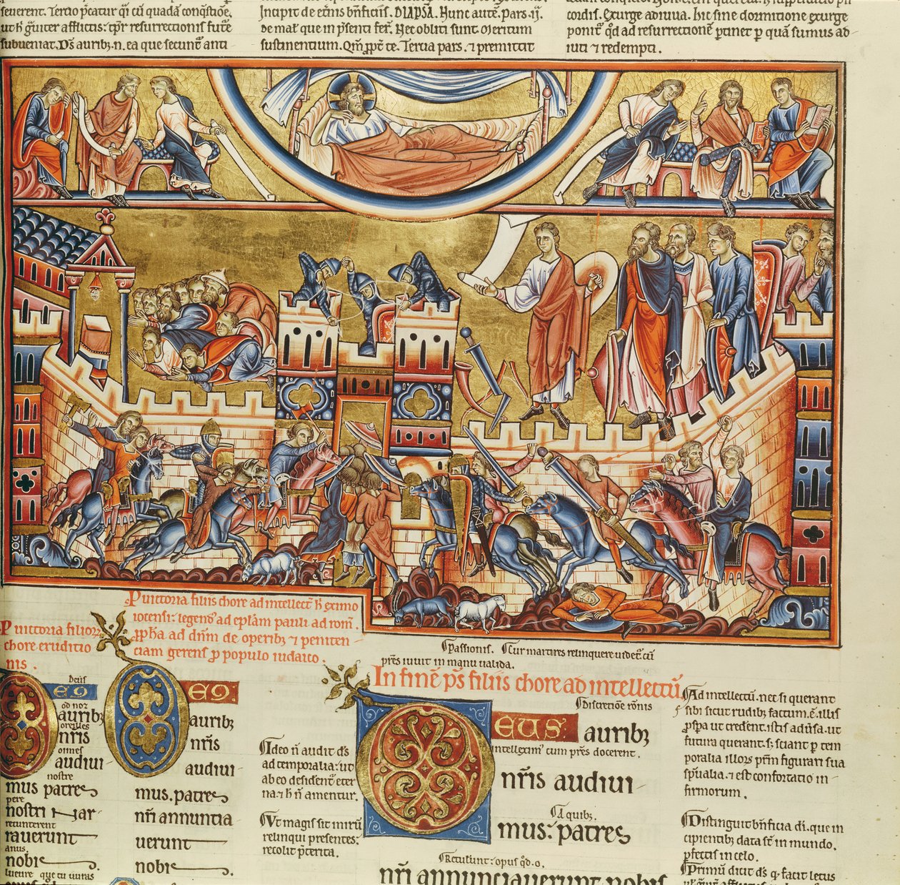 Lat 8846 f.76, Obležení města, z Hebraica Romana Gallica od French School