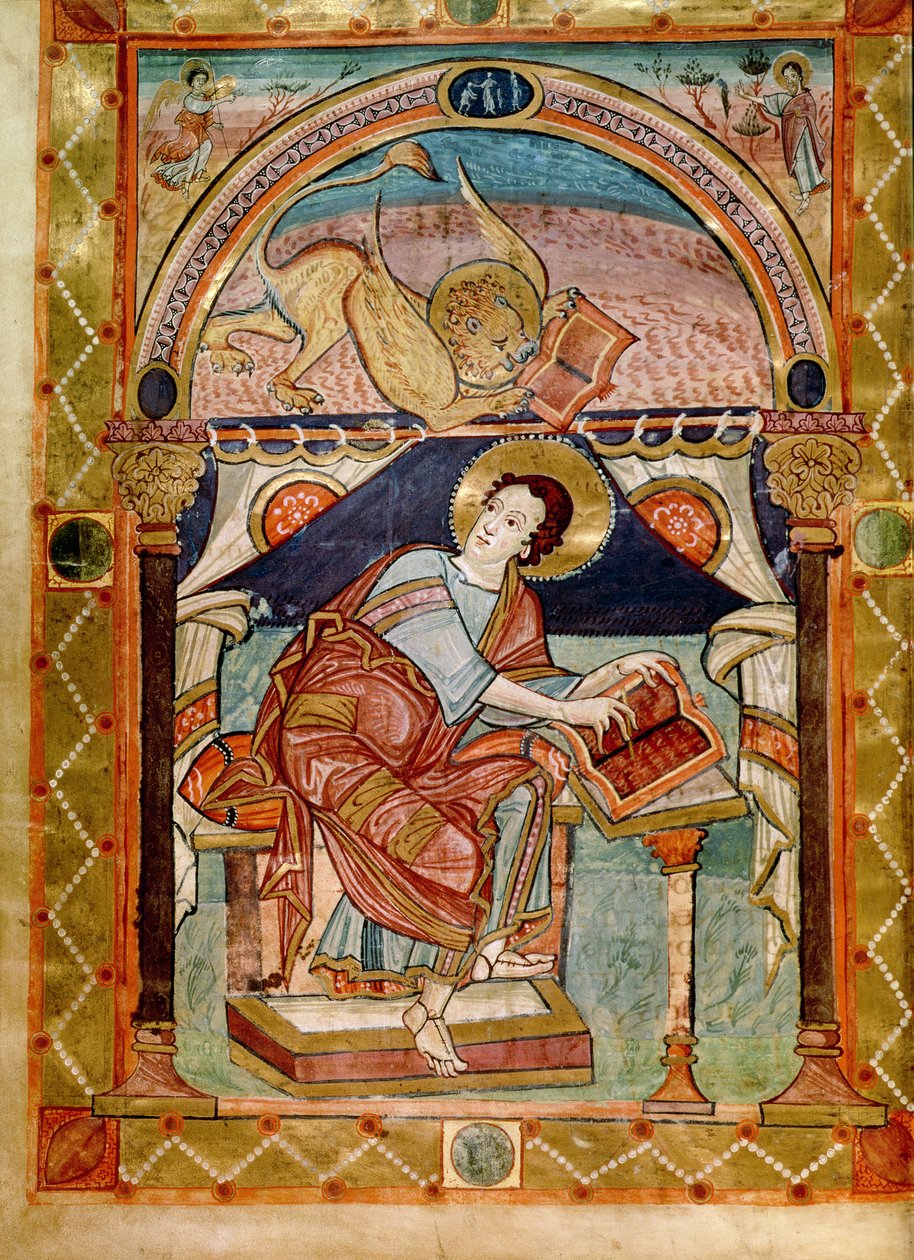 Lat 8850 f.81v Svatý Marek, francouzsky, z dvorní školy Karla Velikého od French School