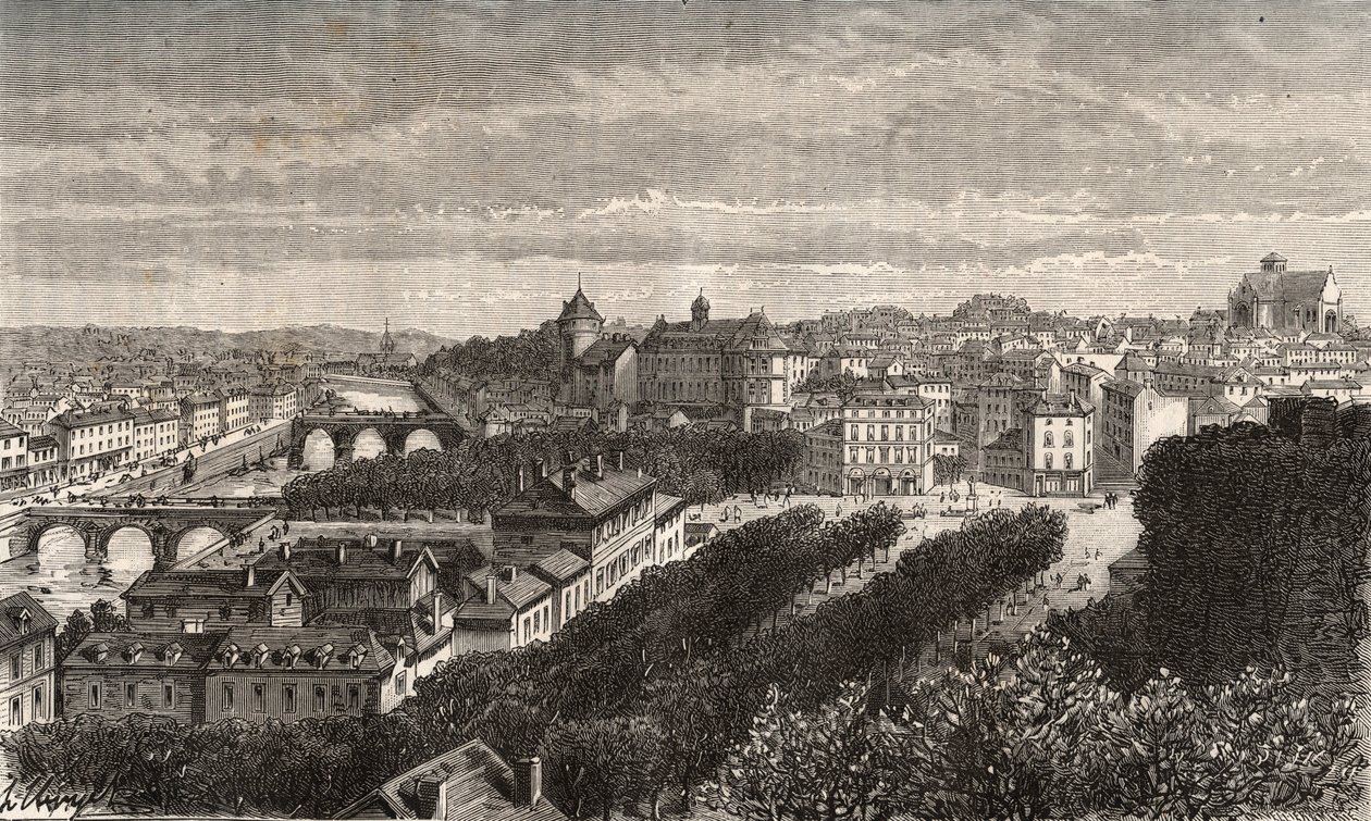 Laval - Mayenne - Pays de la Loire - rytina v „La France illustrée: geografie, historie, statistická správa“ od V.A. Malt-Brown. 1884 od French School