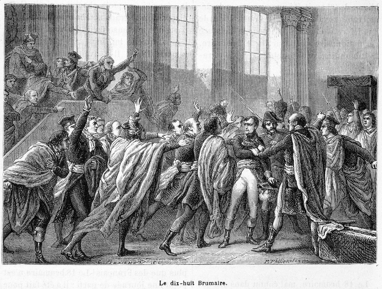 18 Brumaire rok 8: Napoleonův převrat v Saint-Cloud v Conseil des Cinq-Cents (pět set) (pokoj 500) - v „La France Populaire““ od French School