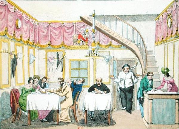 Le Boeuf a la Mode, rue Valois, Paříž, z Le Gout du Jour, kolem roku 1830 (viz také 175977) od French School