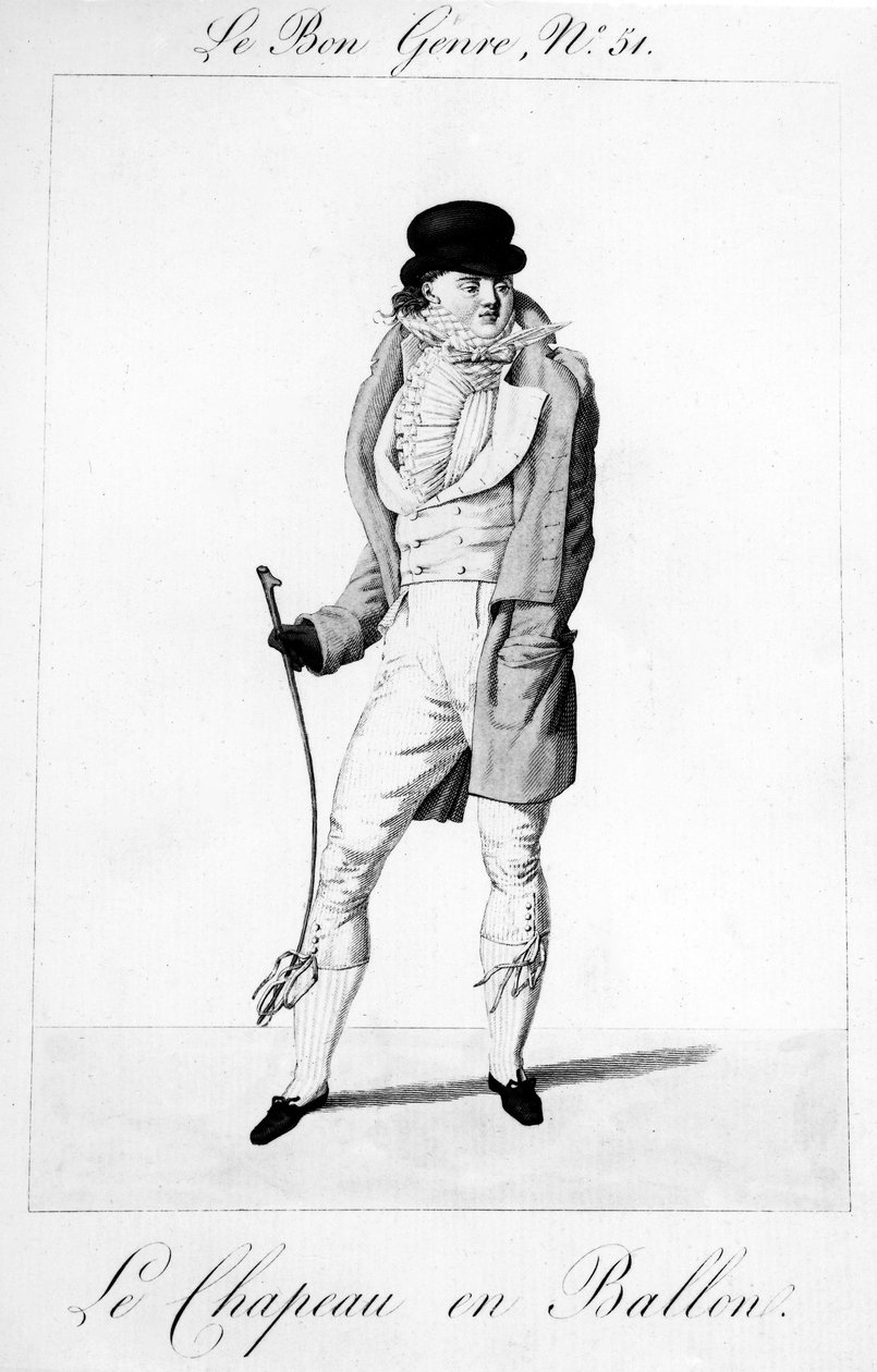 Le Bon Žánr - Le Chapeau en Ballen, publikoval Pierre La Mesangere, 1812-1813 od French School