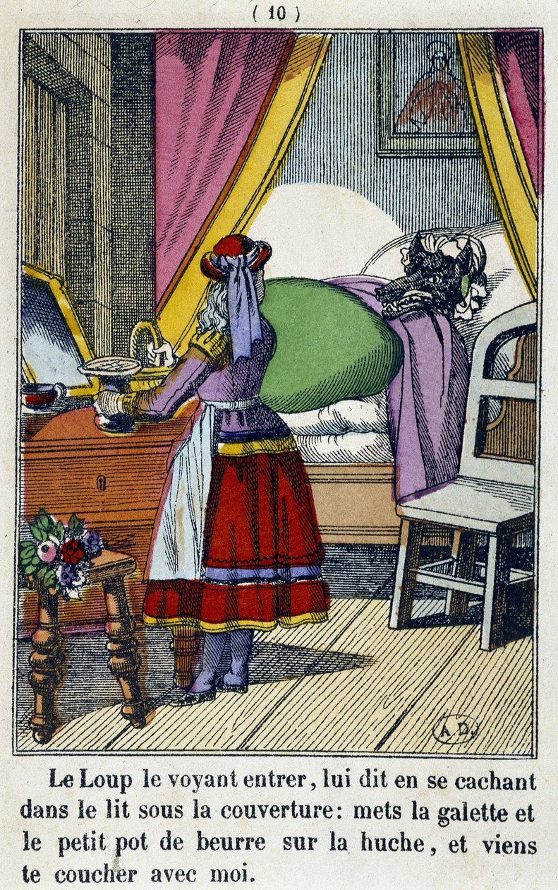 Le Chaperon Rouge dans la chambre du loup - v ""Červená karkulka"", ed. Pellerin, Epinal, n. d. 19. od French School