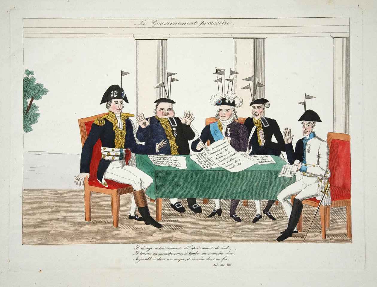 Prozatímní vláda, hospod. 1814 (ručně kolorovaná rytina) od French School