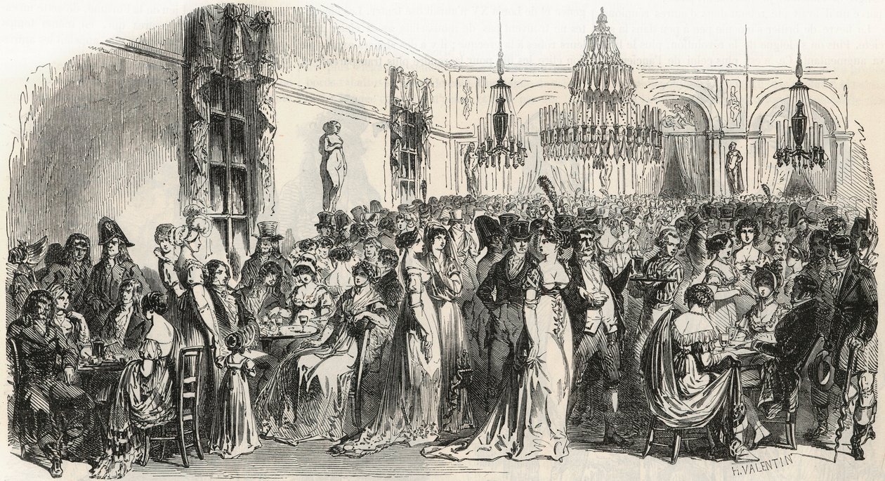 Grand Salon du cafe Frascati v Paříži v 19. století – rytina v „Tableau-de-Paris““ od Edmonda Texiera 1852 od French School