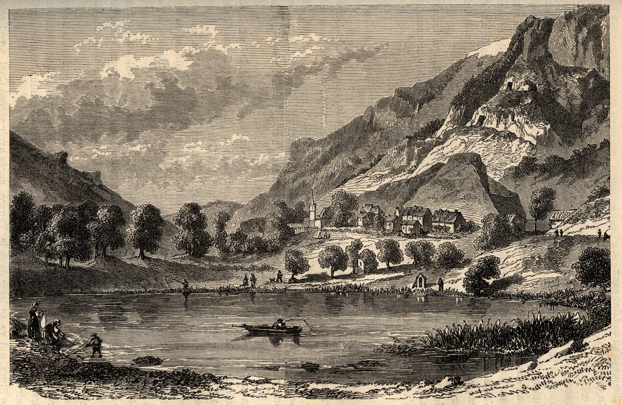 Le Lauzet-Ubaye - Le lac du Lauzet - obec v departementu Alpes-de-Haute-Provence v jihovýchodní Francii - rytina "” PATRIE”” - PECTUREQUIREQUE POPIS FRANCIE V 6 SVAZTECH LUCIEN HUARD - konec 19. stol. od French School