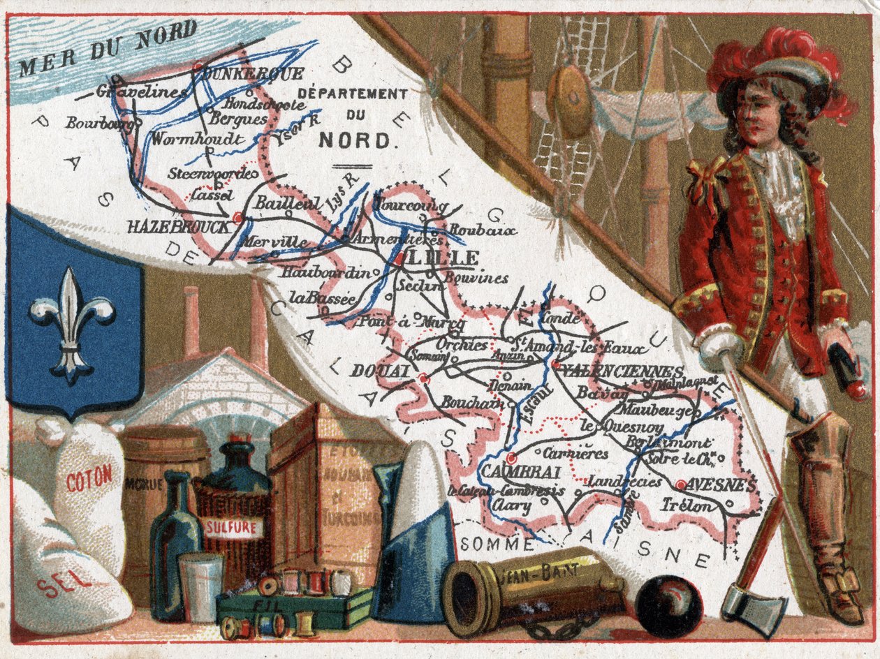 Le Nord (59), Nord Pas De Calais (Nord-Pas de Calais), Francie. Portrét Jean Bart (Jan Bart nebo Jan Baert od French School