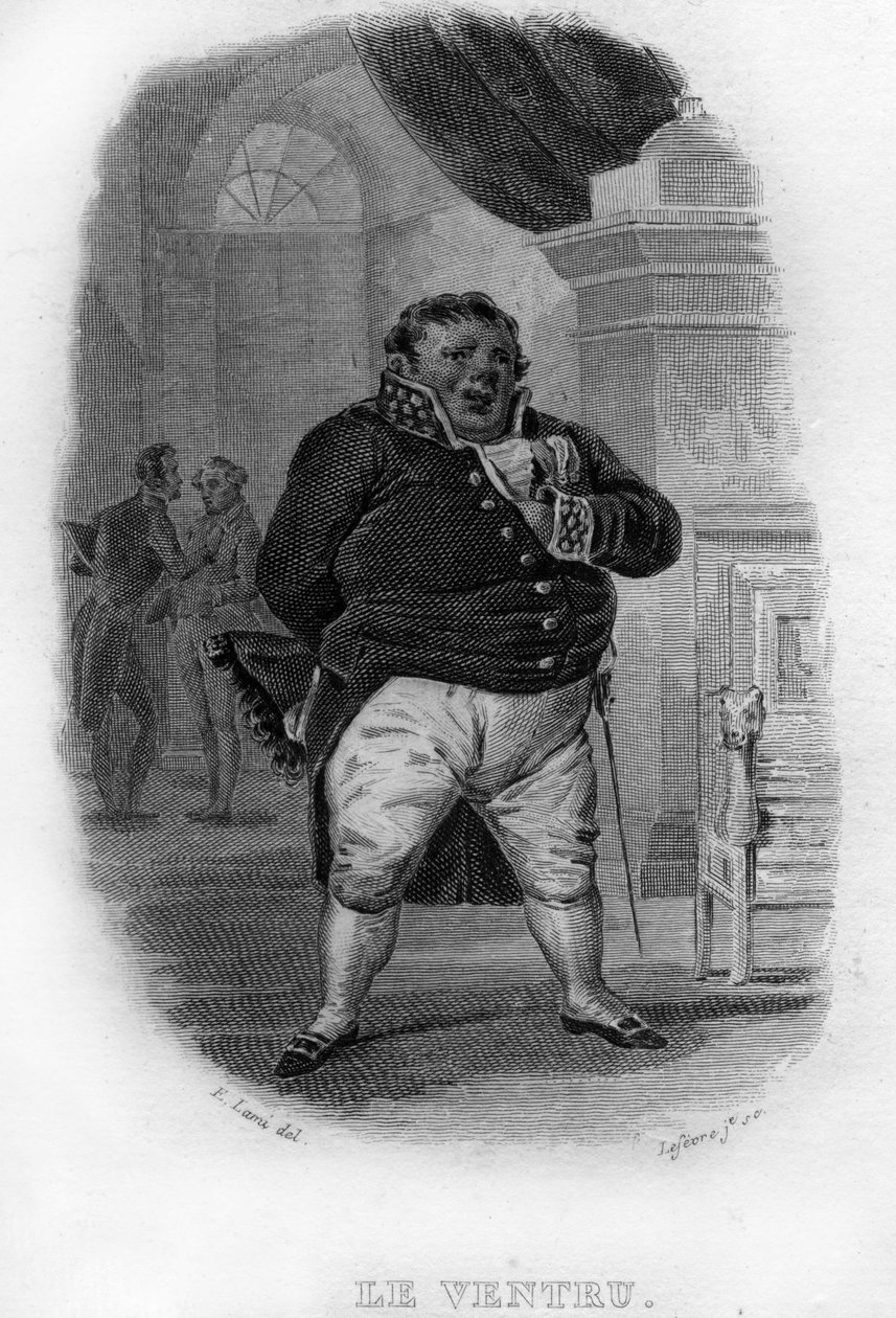 Le Ventru Chanson de Beranger v díle „Works Completes“ (1834) od Pierra Jeana de Berangera (1780-1857), francouzského básníka a skladatele. od French School