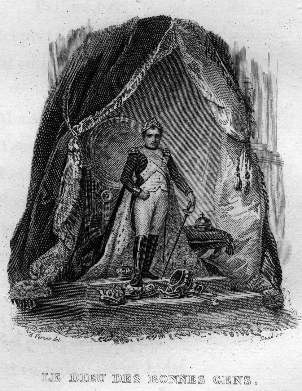 Bůh dobrých lidíBerangerova píseň v „Oeuvres Completes““ (1834) od Pierra Jeana de Berangera (1780-1857), francouzského básníka a skladatele. od French School