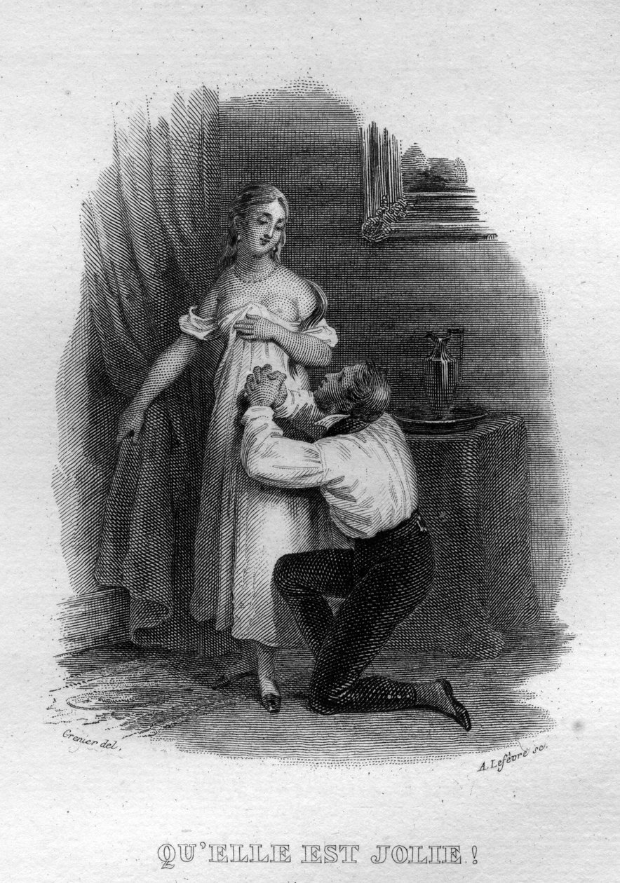 Le elle est Jolie Chanson de Beranger v „“Oeuvres Completes““ (1834) od Pierra Jeana de Berangera (1780-1857), francouzského básníka a skladatele. od French School