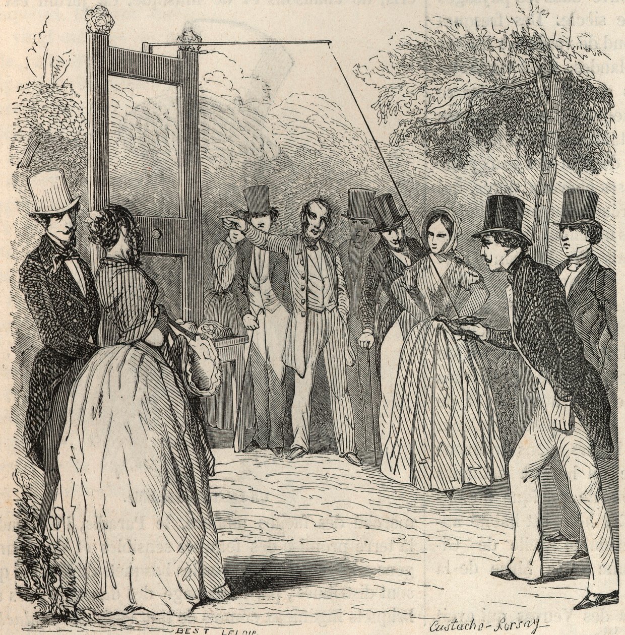 Hra na holuby v zahradě Mabille v Paříži v 19. století – rytina do „“Tableau-de-Paris““ od Edmonda Texiera 1852 od French School