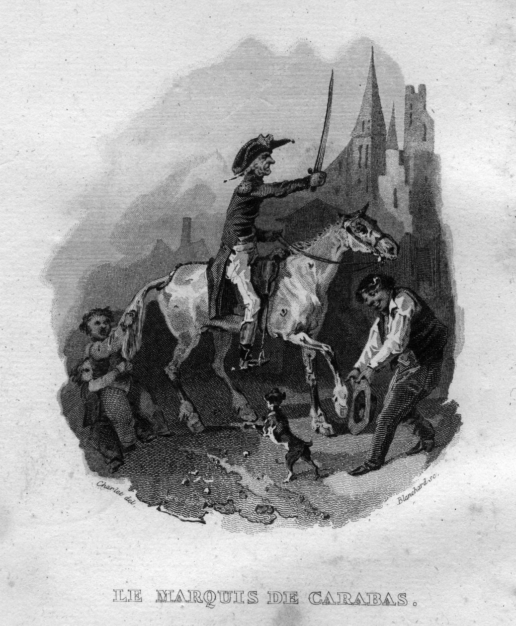 Markýz Carabas Chanson de Beranger v „“Oeuvres Completes““ (1834) od Pierra Jeana de Berangera (1780-1857), francouzského básníka a skladatele. od French School