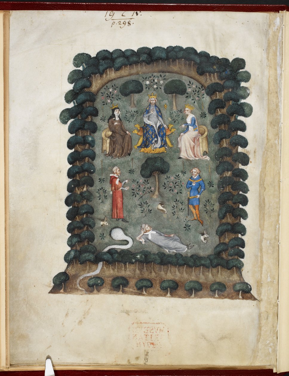 Le songe du vergier, připisovaná Évrartovi de Trémaugon, Royal MS 19 C IV, f.1v od French School