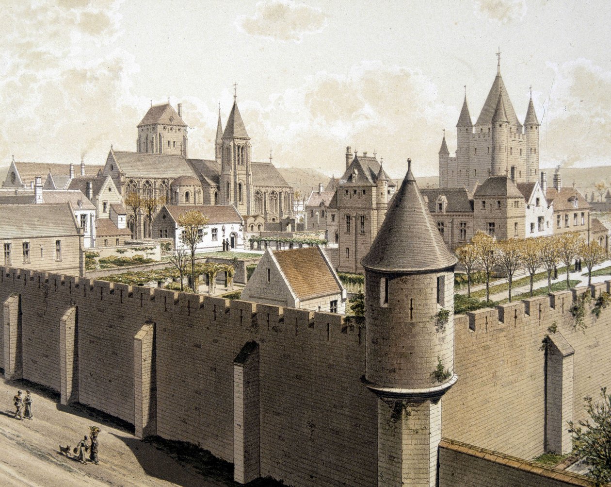 Chrám v Paříži a rue Royale, nd. 17. století – v „Paříži v průběhu věků: chrám a rue Royale“, konec 19. století od French School
