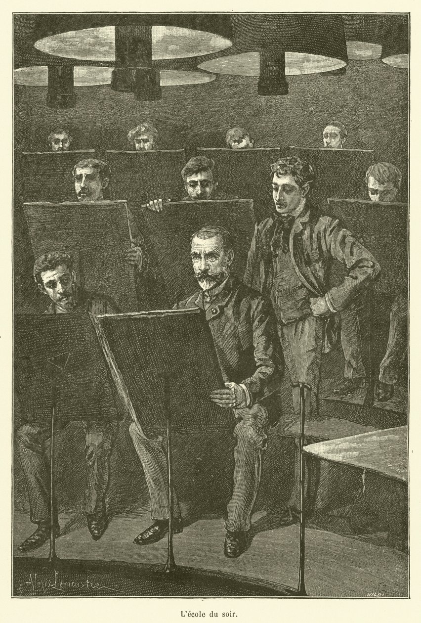 Večerní škola (rytí) od French School